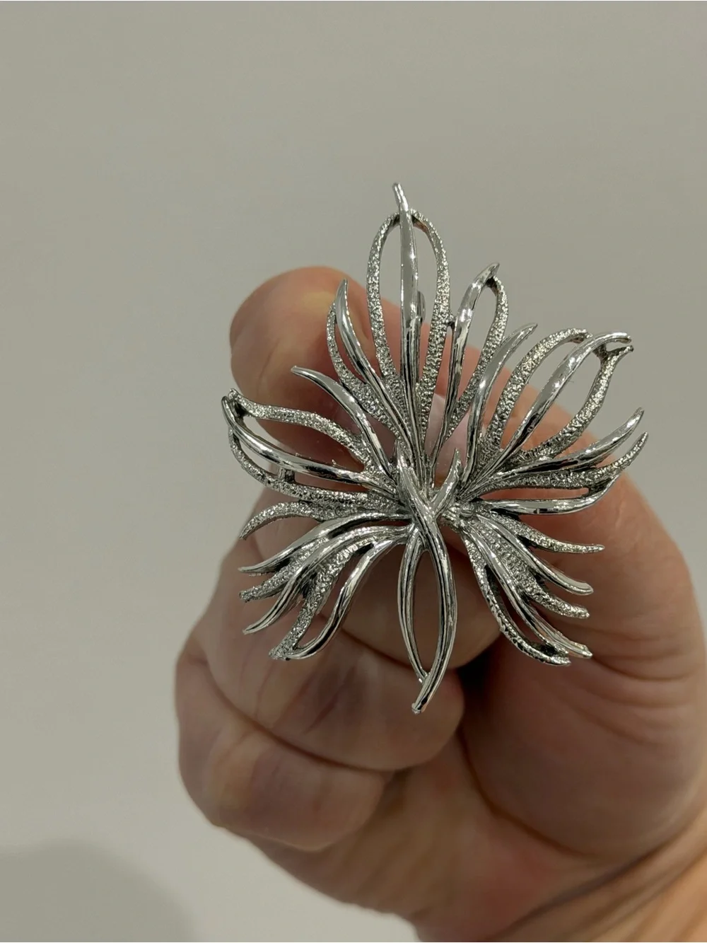 Vintage Silver Floral Burst Brooch